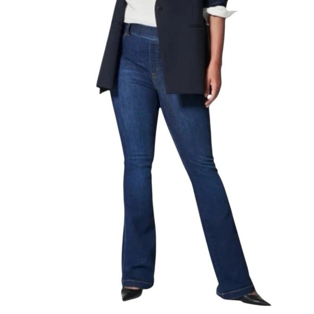 Spanx Womens Pull On Flare Jeans Midnight Shade Size XS Denim Casual